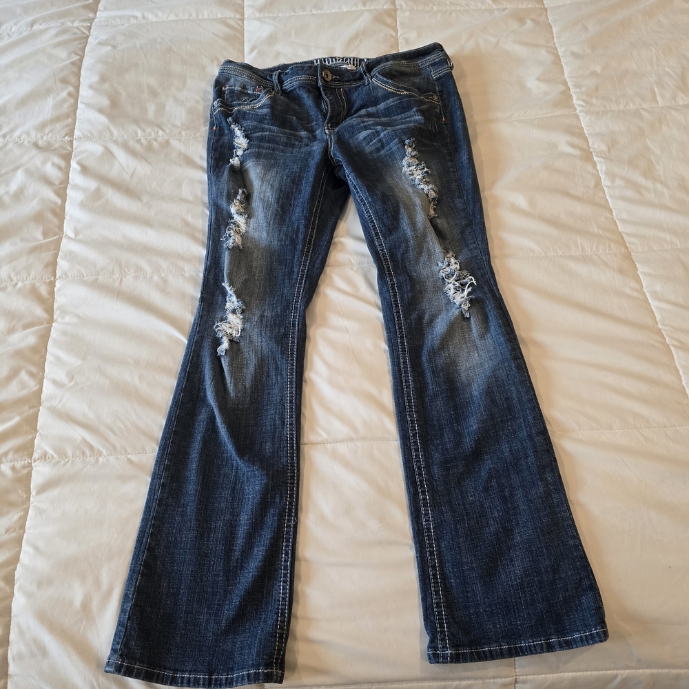 Hydraulic Bailey Slim Boot Distressed Women's Dark Blue Jeans